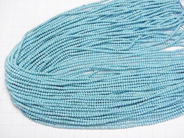 【動画】【素晴らしい輝き】マグネサイトターコイズ ボタンカット2.5×2.5×1.5mm 【ライトブルー】 1連(約37cm) サムネイル4