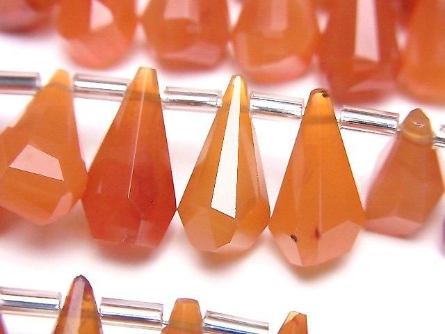 【動画】宝石質カーネリアンAA++ ラフドロップ ブリオレットカット 半連/1連(18粒)の画像