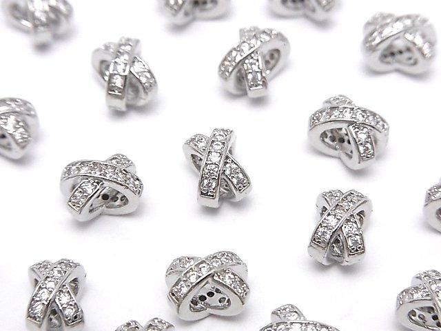 メタルパーツ ロンデル8×7×5.5mm シルバー(CZ付) 2個の画像
