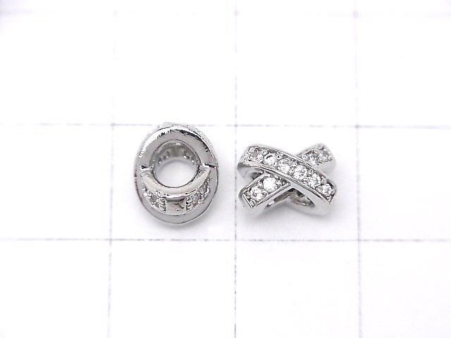 メタルパーツ ロンデル8×7×5.5mm シルバー(CZ付) 2個 サムネイル2
