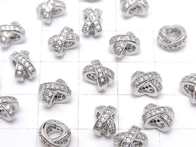 メタルパーツ ロンデル8×7×5.5mm シルバー(CZ付) 2個 サムネイル3