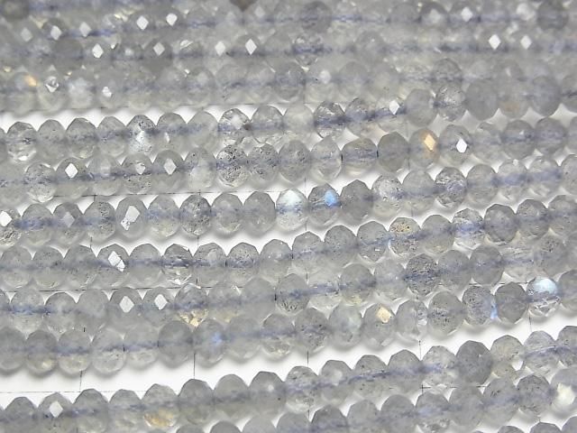 【動画】【素晴らしい輝き】宝石質ラブラドライトAAA- ボタンカット4×4×3mm 1連(約37cm) サムネイル2