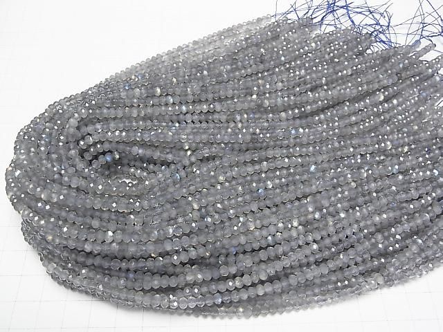 【動画】【素晴らしい輝き】宝石質ラブラドライトAAA- ボタンカット4×4×3mm 1連(約37cm) サムネイル4