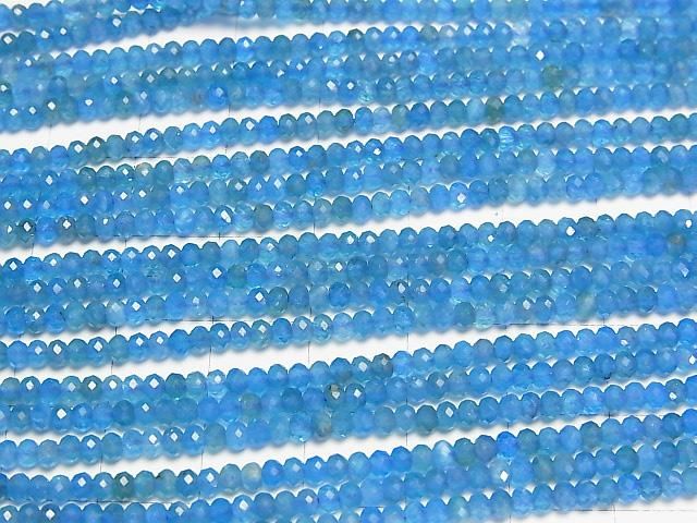 【動画】【素晴らしい輝き】ネオンブルーアパタイトAA++ ボタンカット3×3×2mm 1連(約37cm) サムネイル3