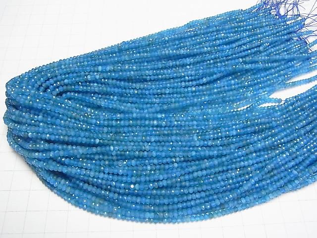 【動画】【素晴らしい輝き】ネオンブルーアパタイトAA++ ボタンカット3×3×2mm 1連(約37cm) サムネイル4