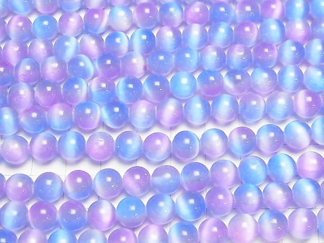 【動画】セレナイト(ジプサム) ラウンド8mm 【ブルー×パープル】 1連(約37cm) サムネイル3