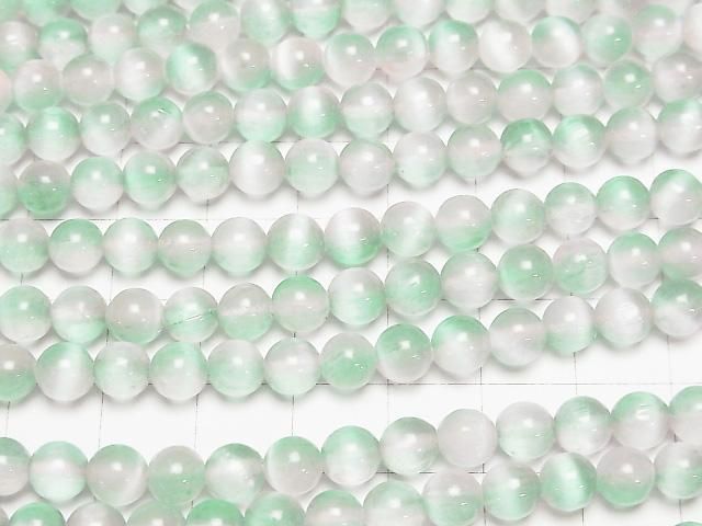 【動画】セレナイト(ジプサム) ラウンド6mm 【グリーン×ピンク】 1連(約37cm) サムネイル3