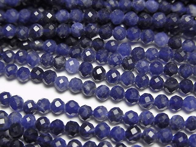 【動画】【素晴らしい輝き】ソーダライトAAA ラウンドカット3mm 1連(約37cm)の画像
