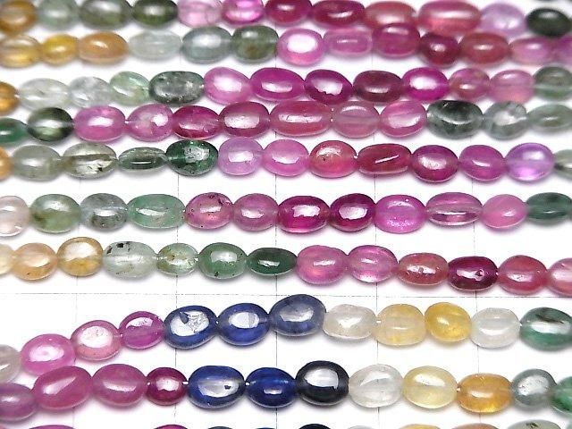 【動画】宝石質サファイア&ルビー&エメラルドAA++ オーバル 半連/1連(約18cm) サムネイル3