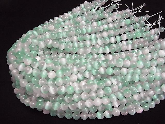 【動画】セレナイト(ジプサム) ラウンド8mm 【グリーン×ピンク】 1連(約37cm) サムネイル4