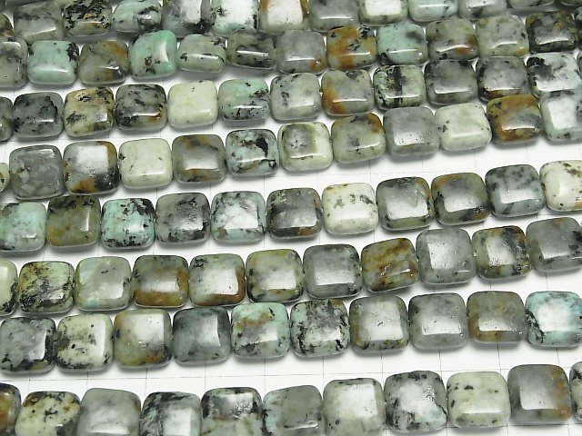 【動画】アフリカンターコイズ スクエア10×10×5mm 半連/1連(約38cm) サムネイル3