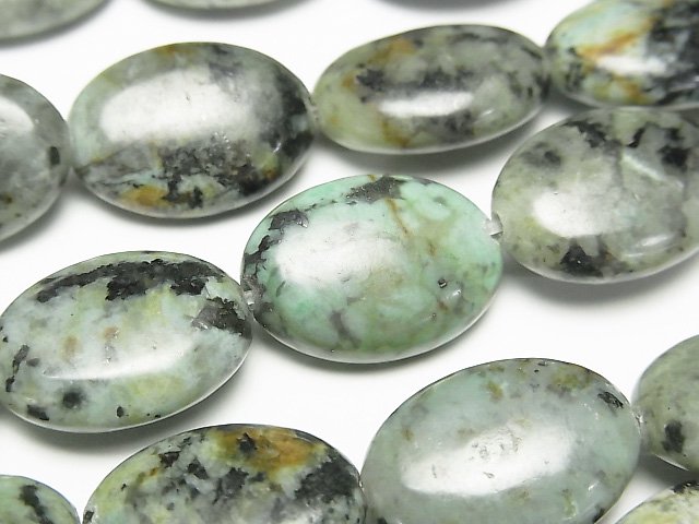 【動画】アフリカンターコイズ オーバル18×13×6mm 半連/1連(約38cm)の画像