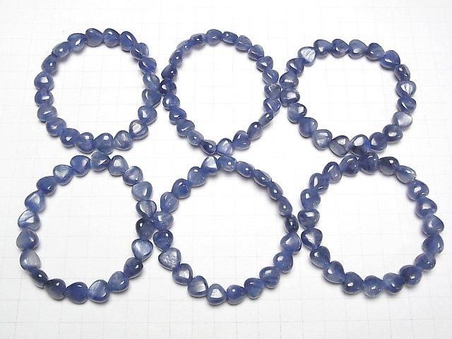 【動画】高品質カイヤナイトAAA 縦穴ハートシェイプ10mm 1連(ブレス) サムネイル4