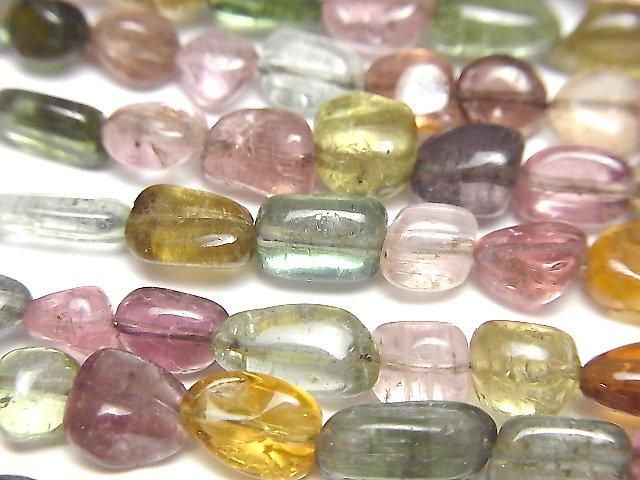 【動画】宝石質マルチカラートルマリンAA++ タンブル 1連(約18cm)の画像