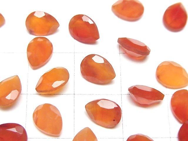 【動画】宝石質カーネリアンAAA- ルース ペアシェイプファセットカット8×6mm 5粒 サムネイル2