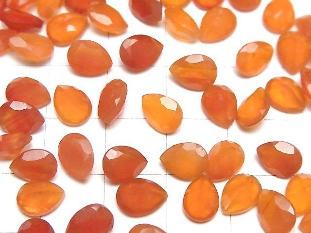 【動画】宝石質カーネリアンAAA- ルース ペアシェイプファセットカット8×6mm 5粒 サムネイル3