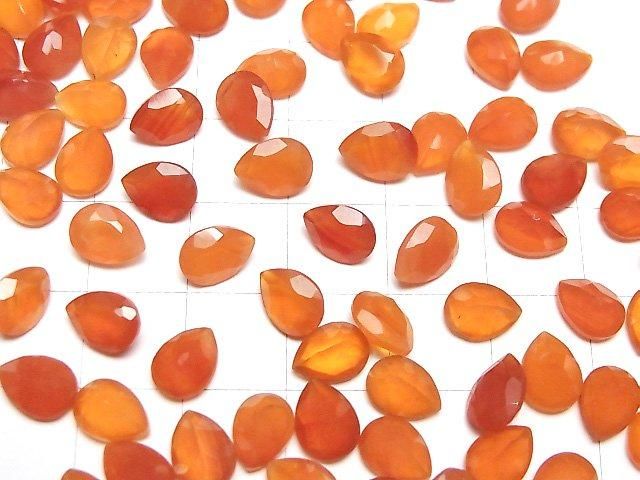 【動画】宝石質カーネリアンAAA- ルース ペアシェイプファセットカット8×6mm 5粒 サムネイル4