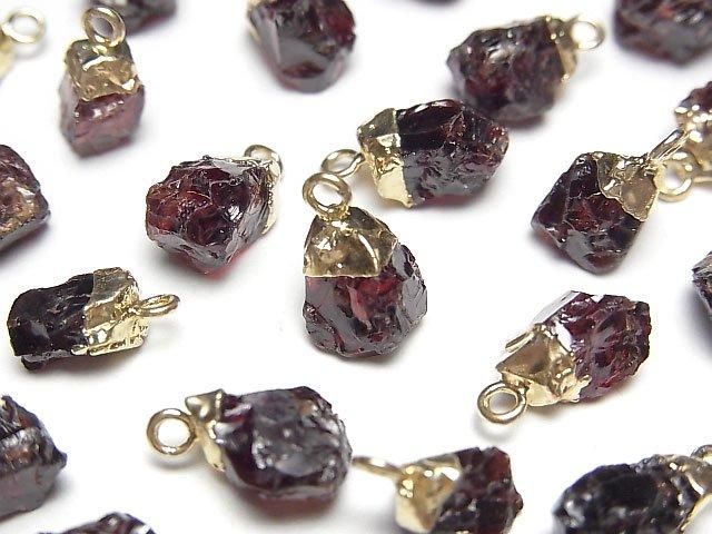 【動画】ガーネット ラフロック チャーム ゴールドカラー 2個の画像
