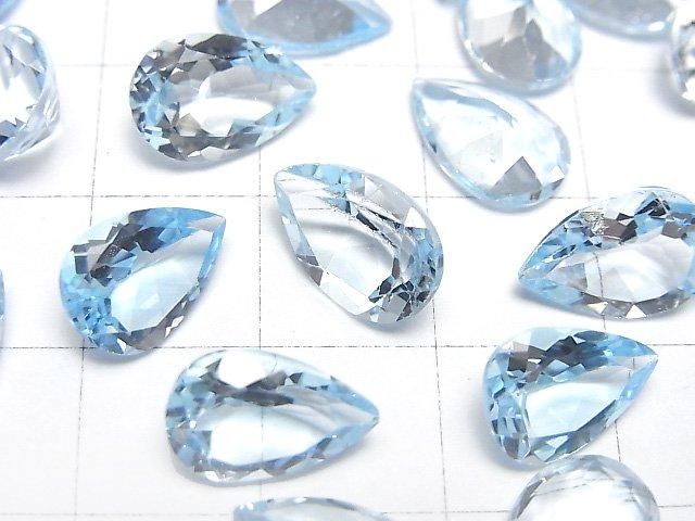【動画】宝石質スカイブルートパーズAAA- ルース ペアシェイプファセットカット12×8mm 2粒 サムネイル2