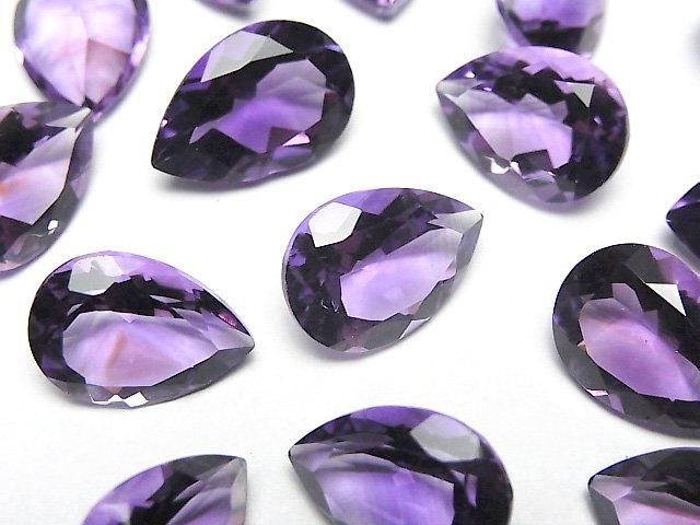 【動画】宝石質アメジストAAA ルース ペアシェイプファセットカット14×10mm 2粒の画像