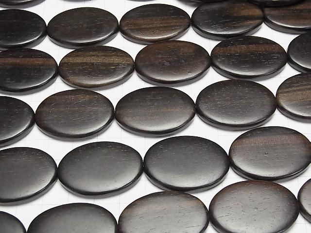 エボニー(黒壇) オーバル35×25mm 半連/1連(約37cm) サムネイル3