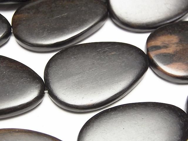 エボニー(黒壇) 縦穴ペアシェイプ35×24mm 1連(約37cm)の画像