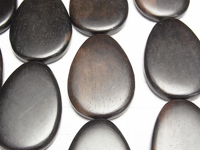 エボニー(黒壇) 縦穴ペアシェイプ35×24mm 1連(約37cm) サムネイル2