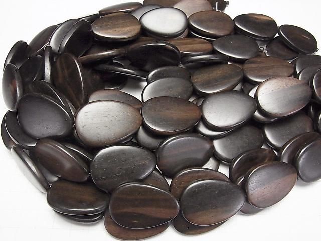 エボニー(黒壇) 縦穴ペアシェイプ35×24mm 1連(約37cm) サムネイル4