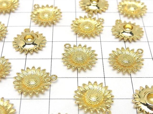 メタルパーツ フラワー(向日葵)モチーフ チャーム14.5×14.5mm ゴールドカラー 2個 サムネイル3