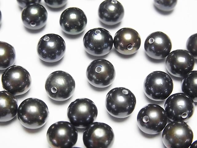【動画】淡水真珠AAA ラウンド6~6.5mm 【片穴】 メタリックネイビー 1ペアの画像