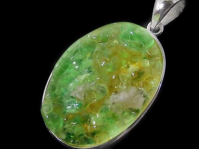 【動画】【1点もの】宝石質ハイアライトオパールAAA- ペンダントトップ SILVER925製 NO.2の画像