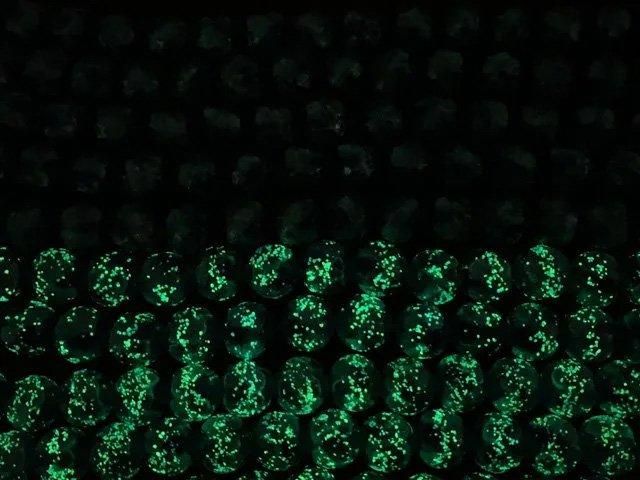 【動画】とんぼ玉 ラウンド10mm 【ブルー×ライトブルー/蓄光タイプ】 1/4連~1連(約34cm) サムネイル3
