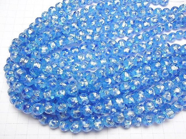 【動画】とんぼ玉 ラウンド10mm 【ブルー×ライトブルー/蓄光タイプ】 1/4連~1連(約34cm) サムネイル4