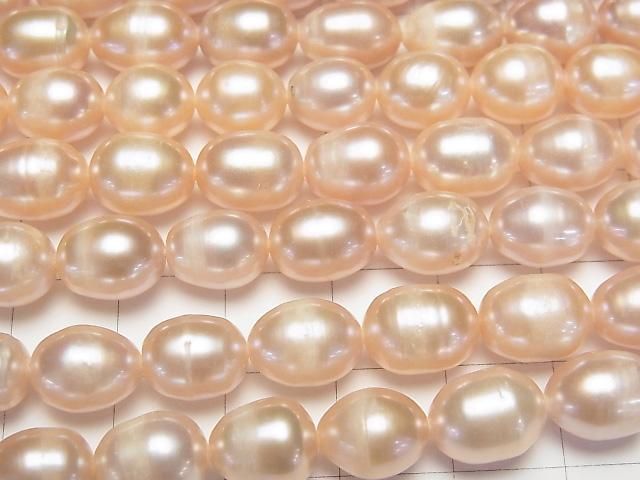 【動画】淡水真珠AA ライス10×7×7mm ピンクオレンジ 1連(約32cm) サムネイル2