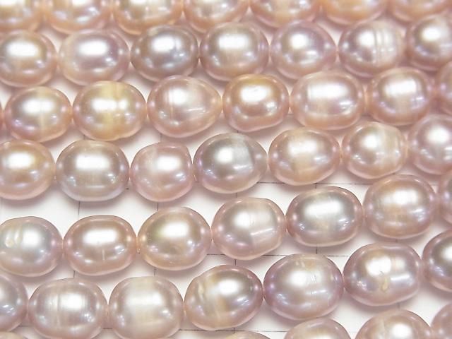 【動画】淡水真珠AA ライス10×7×7mm ラベンダーピンク 1連(約32cm) サムネイル2