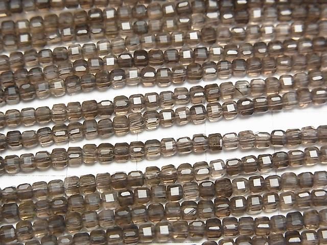 【動画】【素晴らしい輝き】スモーキークォーツAAA 極小キューブカット2〜2.5mm 1連(約37cm) サムネイル2