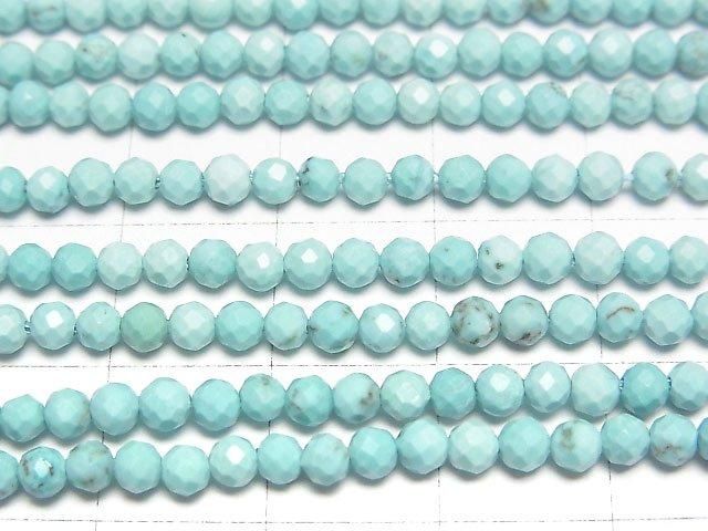 【動画】【素晴らしい輝き】マグネサイトターコイズ ラウンドカット3mm 1連(約37cm) サムネイル2