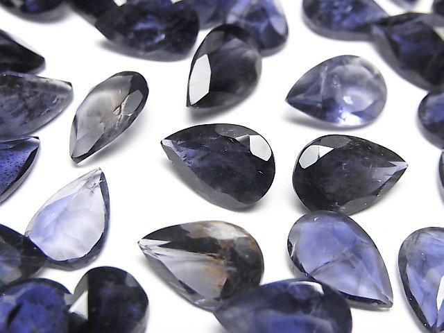 【動画】宝石質アイオライトAAA- ルース ペアシェイプファセットカット12×8mm 1粒の画像