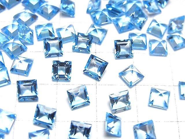 【動画】宝石質スイスブルートパーズAAA ルース スクエアファセットカット5×5mm 2粒 サムネイル3