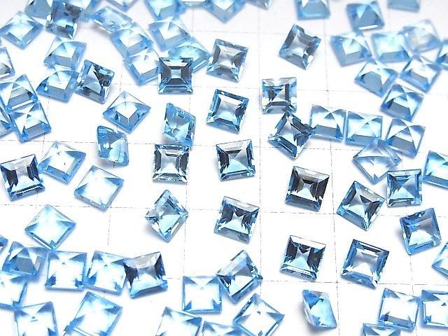 【動画】宝石質スイスブルートパーズAAA ルース スクエアファセットカット5×5mm 2粒 サムネイル4