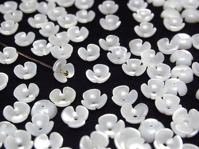 【動画】高品質ホワイトシェル(白蝶貝)AAA 立体フラワー 6mm 中央穴 4枚 サムネイル3