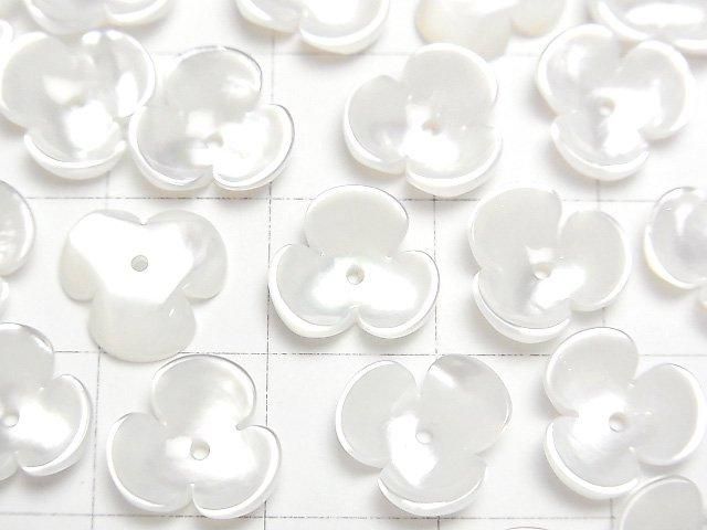 【動画】高品質ホワイトシェル(白蝶貝)AAA 立体フラワー 10mm 中央穴 4枚 サムネイル2