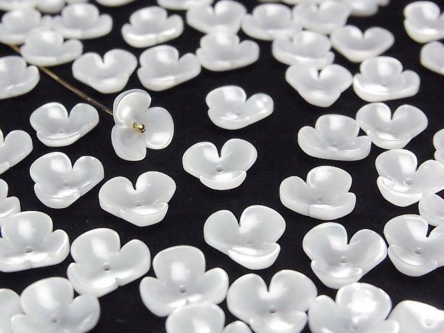 【動画】高品質ホワイトシェル(白蝶貝)AAA 立体フラワー 10mm 中央穴 4枚 サムネイル3