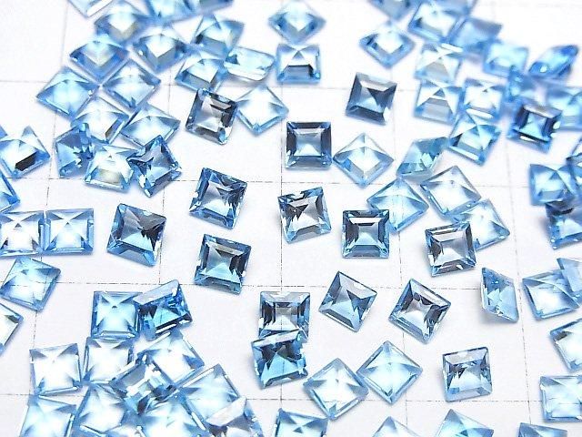 【動画】宝石質スイスブルートパーズAAA ルース スクエアファセットカット4×4mm 5粒 サムネイル4