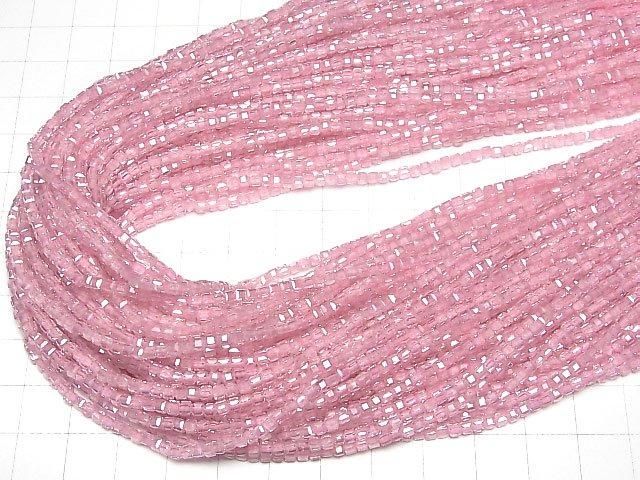 【動画】【素晴らしい輝き】キュービックジルコニアAAA キューブカット2×2×2mm 【ピンク】 1連(約36cm) サムネイル4