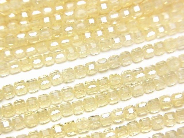 【動画】【素晴らしい輝き】キュービックジルコニアAAA キューブカット2×2×2mm 【ライトイエロー】 1連(約36cm)の画像