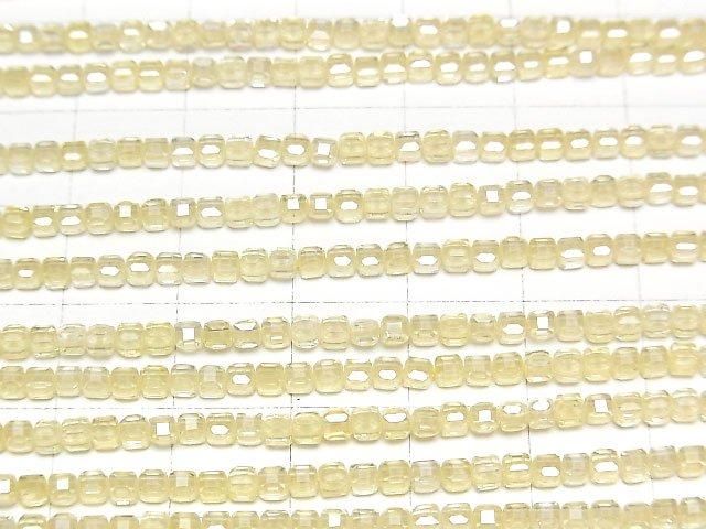 【動画】【素晴らしい輝き】キュービックジルコニアAAA キューブカット2×2×2mm 【ライトイエロー】 1連(約36cm) サムネイル3