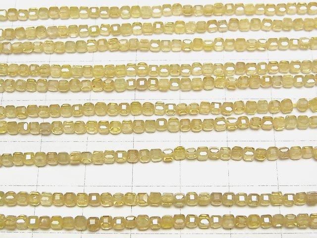 【動画】【素晴らしい輝き】キュービックジルコニアAAA キューブカット2×2×2mm 【イエロー】 1連(約36cm) サムネイル3