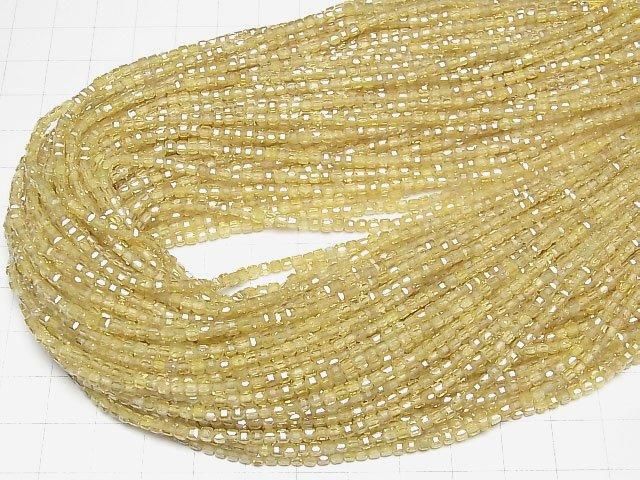 【動画】【素晴らしい輝き】キュービックジルコニアAAA キューブカット2×2×2mm 【イエロー】 1連(約36cm) サムネイル4