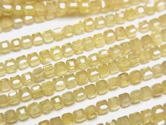 【動画】【素晴らしい輝き】キュービックジルコニアAAA キューブカット2×2×2mm 【イエロー】 1連(約36cm)